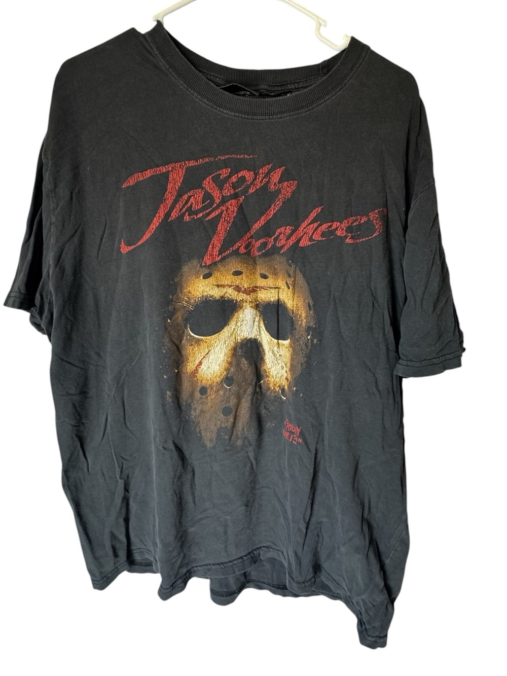 Jason Voorhees Friday The 13th Aged Black Graphic Tee Men's XXL Horror Shirt